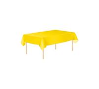 Neel Blue Plain PVC Tablecloth, Plastic Table Cover, 138cm x 247cm in Yellow | Size: 138 cm x 247 cm Neel Blue Yellow 138 cm x 247 cm