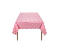 Neel Blue Polka Dot Tablecloth, Plastic Table Cover, 137cm x 274cm in Pink | Size: 137 cm x 274 cm Neel Blue Pink 137 cm x 274 cm