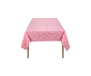 Neel Blue Polka Dot Tablecloth, Plastic Table Cover, 137cm x 274cm in Pink | Size: 137 cm x 274 cm Neel Blue Pink 137 cm x 274 cm