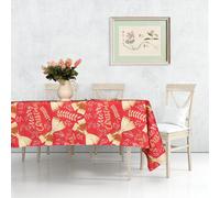 Neel Blue Polyester Palm Leaves Xmas Design Tablecloth 60" X 84"