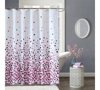 Neel Blue Polyester Shower Curtain With 12 Curtain Hook,180Cm X 220Cm, Mosaic Black