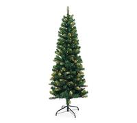 Neel Blue Pre-Lit Christmas Tree, Artificial Slim Xmas Tree with Warm LEDs in Green | Size: 4ft Neel Blue Green 4ft