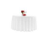 Neel Blue Premium Polyester Round Tablecloth - 108 Inch in White Neel Blue White