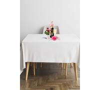 Neel Blue Premium Polyester Tablecloth, Linen Table Cover, 178cm x 178cm in White | Size: 178 cm x 178 cm Neel Blue White 178 cm x 178 cm