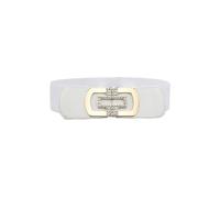 Neel Blue PU Leather Belt with Diamante Studded Buckle in White | Size: Small Neel Blue White S