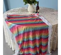 Neel Blue Rainbow Sequin Rectangle Table Cloth Overlay Sparkly Shiny Glitter Tablecloth - 50X72