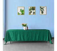 Neel Blue Rectangular Damask Table Cloth, Branch Swirl Pattern Dinner Table Cover, 70" x 144" in Green Neel Blue Green