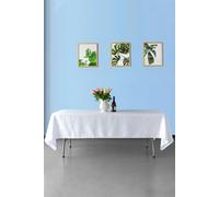 Neel Blue Rectangular Damask Tablecloth, Swirl Dinner Table Cover, 90" x 156" in White Neel Blue White