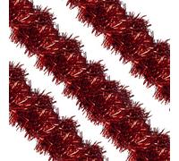 Neel Blue Red Metallic Shiny Christmas Tinsel Garland For Xmas Tree & Home Decorations, 2M X 9Cm