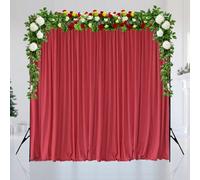 Neel Blue Red Velvet Backdrop Curtain Wrinkle-Free Polyester Fabric Background With Drapes, 3X3 Metres