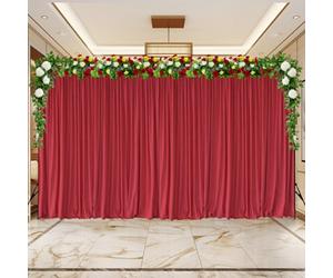 Neel Blue Red Velvet Backdrop Curtain Wrinkle-Free Polyester Fabric Background With Drapes, 3X6 Metres