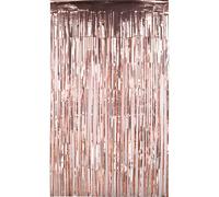 Neel Blue Rose Gold Metallic Tinsel Curtain Foil Fringe Backdrop Steamers - 1M X 2M