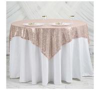 Neel Blue Rose Gold Sequin Square Table Cloth Overlay Sparkly Glitter Table Cloth - 50X50
