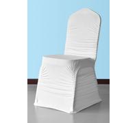Neel Blue Ruched Spandex Dining Chair Cover, Chair Slipcover in White Neel Blue White