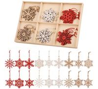 Neel Blue Rustic Christmas Wooden Snowflake Ornaments - 18Pcs
