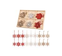 Neel Blue Rustic Christmas Wooden Snowflake Ornaments - 18pcs Neel Blue Multicolor