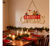 Neel Blue Rustic Wooden Christmas Table Sign, Merry Xmas Tabletop Centrepiece, Wood Table Ornament