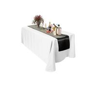 Neel Blue Satin Table Runner, 11" x 108" in Black Neel Blue Black