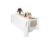 Neel Blue Satin Table Runner, 11" x 108" in Ivory Neel Blue Ivory