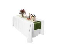 Neel Blue Satin Table Runner, 11" x 108" in Light Green Neel Blue Light Green