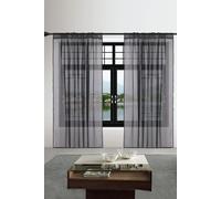 Neel Blue Semi-Transparent Voile Curtain, Pair Window Curtain 2 Panel in Black | Size: 140 cm width x 220 cm drop Neel Blue Black 140 cm width x 220 cm drop