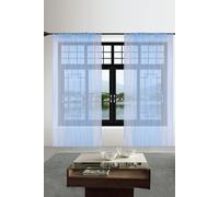 Neel Blue Semi-Transparent Voile Curtain, Pair Window Curtain 2 Panel in Mid Blue | Size: 140 cm width x 220 cm drop Neel Blue Mid Blue 140 cm width x 220 cm drop