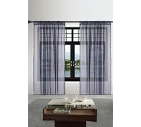 Neel Blue Semi-Transparent Voile Curtain, Pair Window Curtain 2 Panel in Navy | Size: 140 cm width x 220 cm drop Neel Blue Navy 140 cm width x 220 cm drop