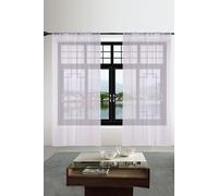 Neel Blue Semi-Transparent Voile Curtain, Pair Window Curtain 2 Panel in White | Size: 142 cm width x 137 cm drop Neel Blue White 142 cm width x 137 cm drop
