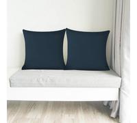 Neel Blue Set Of 2 Square Cushion Covers, Navy Polyester Linen Pillow Case, 45Cm X 45Cm