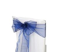 Neel Blue Set of 25 Organza Sashes Wider Fuller Bow for Party Decoration, 17cm x 280cm in Navy | Size: 17 cm x 280 cm Neel Blue Navy 17 cm x 280 cm