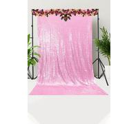 Neel Blue Shiny Fabric Sequin Backdrop Glitter Curtain, Baby Pink - 4Ft X 9Ft