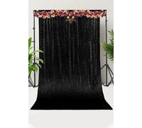 Neel Blue Shiny Fabric Sequin Backdrop Glitter Curtain, Black - 4Ft X 9Ft