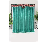 Neel Blue Shiny Fabric Sequin Backdrop Glitter Curtain, Emerald Green - 4Ft X 9Ft