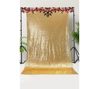 Neel Blue Shiny Fabric Sequin Backdrop Glitter Curtain, Gold - 4Ft X 9Ft