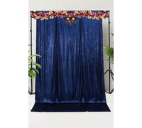 Neel Blue Shiny Fabric Sequin Backdrop Glitter Curtain, Navy Blue - 4Ft X 9Ft