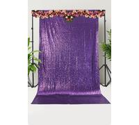 Neel Blue Shiny Fabric Sequin Backdrop Glitter Curtain, Purple - 4Ft X 9Ft