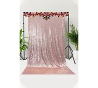 Neel Blue Shiny Fabric Sequin Backdrop Glitter Curtain, Rose Gold - 4Ft X 9Ft