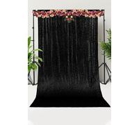 Neel Blue Shiny Sequin Backdrop Glitter Curtain - 4x7FT in Black Neel Blue Black