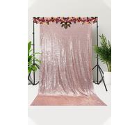 Neel Blue Shiny Sequin Backdrop Glitter Curtain - 4x9FT in Rose Gold Neel Blue Rose Gold