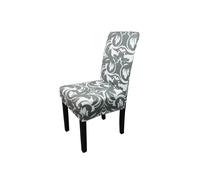 Neel Blue Short Spandex Dining Chair Cover, Slipcover, Abstract Zebra in Grey Neel Blue Grey