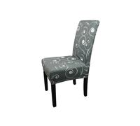 Neel Blue Short Spandex Dining Chair Cover, Slipcover, Paisley Pattern in Grey Neel Blue Grey