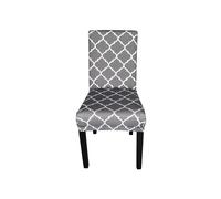 Neel Blue Short Spandex Dining Chair Cover, Slipcover, Trellis Pattern - Grey Neel Blue Grey