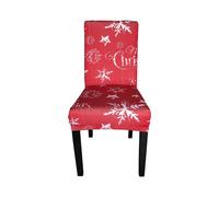Neel Blue Short Spandex Dining Chair Slipcover - Stars & Snowflakes in Red Neel Blue Red