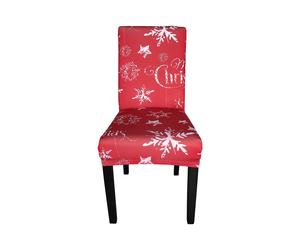 Neel Blue Short Spandex Dining Chair Slipcover - Stars & Snowflakes in Red Neel Blue Red