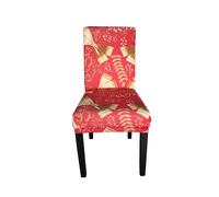 Neel Blue Short Spandex Dining Chair Slipcover - Tree Leaves in Red Neel Blue Red