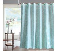 Neel Blue Shower Curtain With Hooks, Floral Leaves, 180Cm X 180Cm
