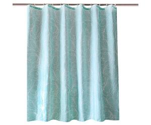Neel Blue Shower Curtain With Hooks, Floral Leaves, 180Cm X 180Cm