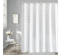 Neel Blue Shower Curtain With Hooks, Geometric Lines, 180Cm X 200Cm