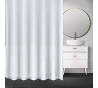 Neel Blue Shower Curtain With Hooks, Water-Resistant Vinyl Fabric, 180Cm X 180Cm Clear