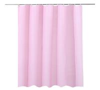 Neel Blue Shower Curtain With Hooks, Water-Resistant Vinyl Fabric, 180Cm X 180Cm Pink